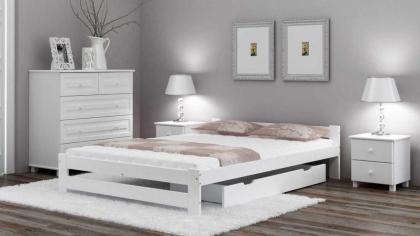 Bett Holzbett mit Lattenrost Kiefer Doppelbett Ehebett Einzelbett Weiß 90/ 120/