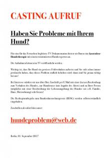 CASTING AUFRUF für verhaltensauffällige Hunde TV