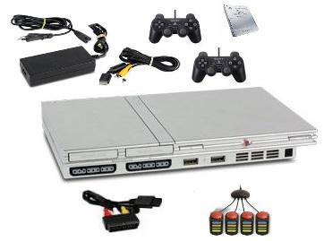 Die PlayStation 2 Slim SCPH-77004 silber