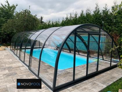 Überdachung 7 40 x 4 35 x 2 10 OMEGA Pool hoch solide Polycarbonat Poolabdeck